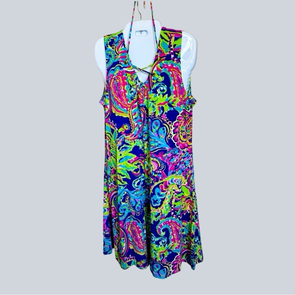 Philosophy Vibrant Dress Size Large Sleeveless Travel Knit Tie Up V-neck